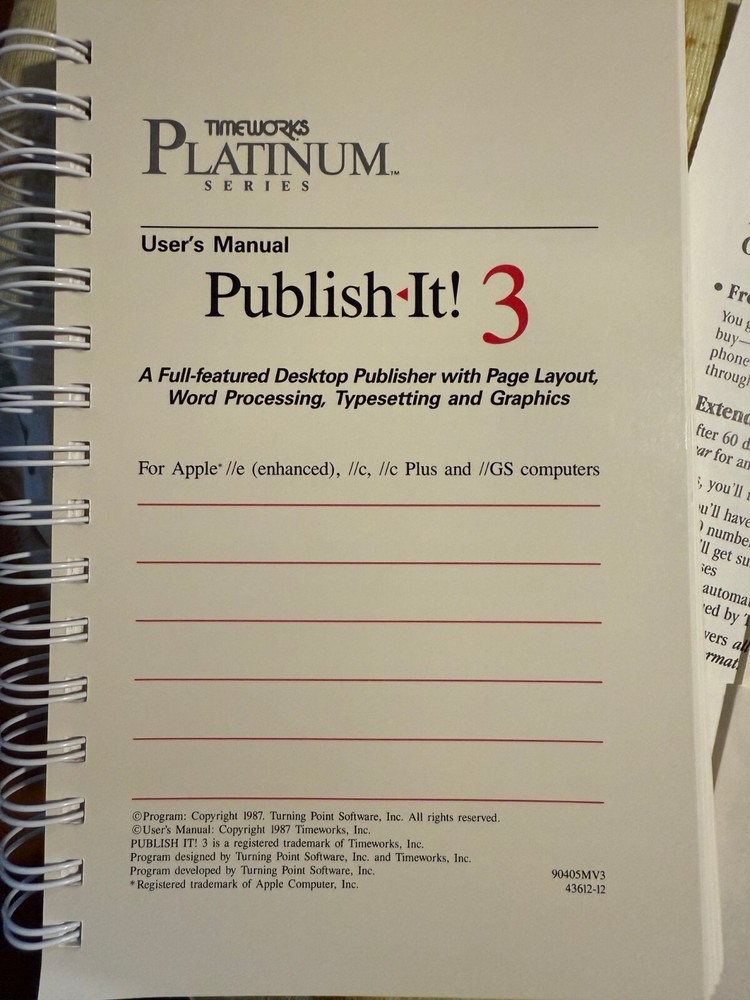 Apple 2 software: Publish-It 3 for Apple 2 computer. Tested to run on our Apple