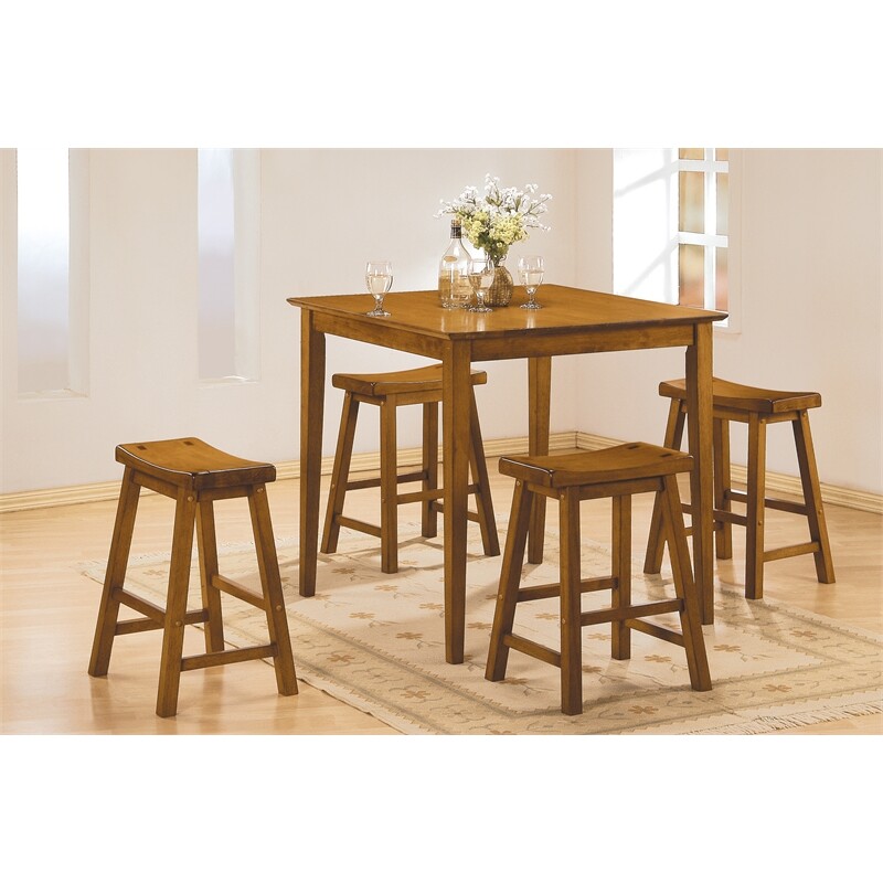 Lexicon Saddleback 18" Solid Wood Dining Stool in Oak (Set of 2)