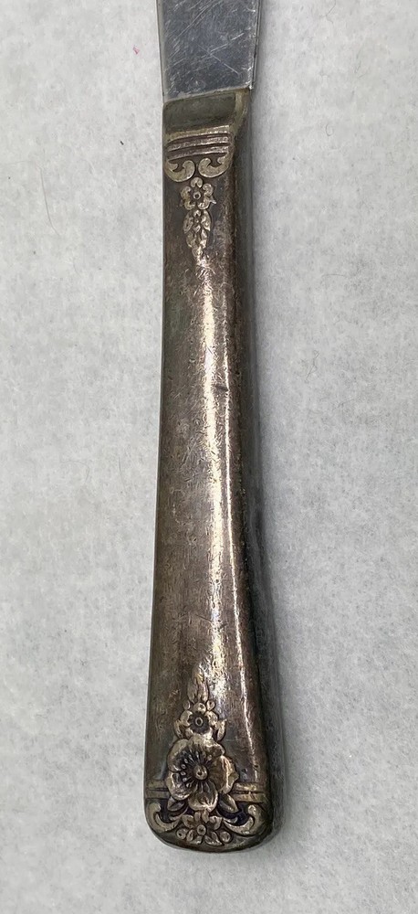 Floral Handle Silver Plated ~ Unknown Maker Knife~ 9 Inches
