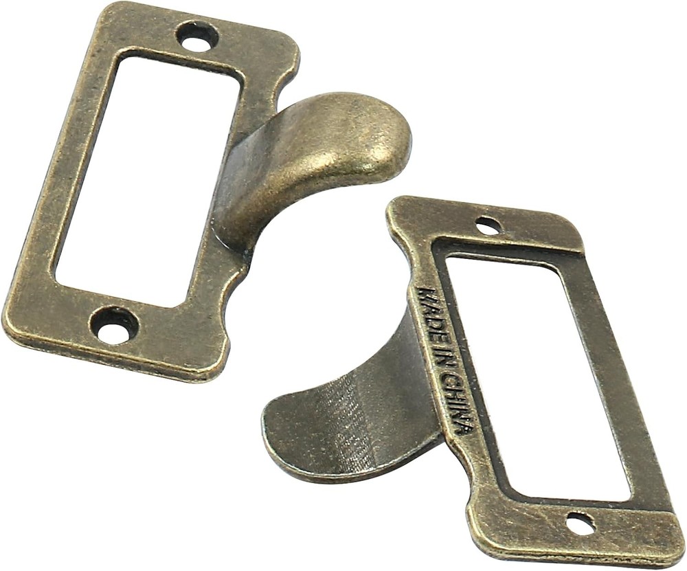10 Pcs Antique Bronze Library Label Card Catalog Pulls,Vintage Label Holder Pull