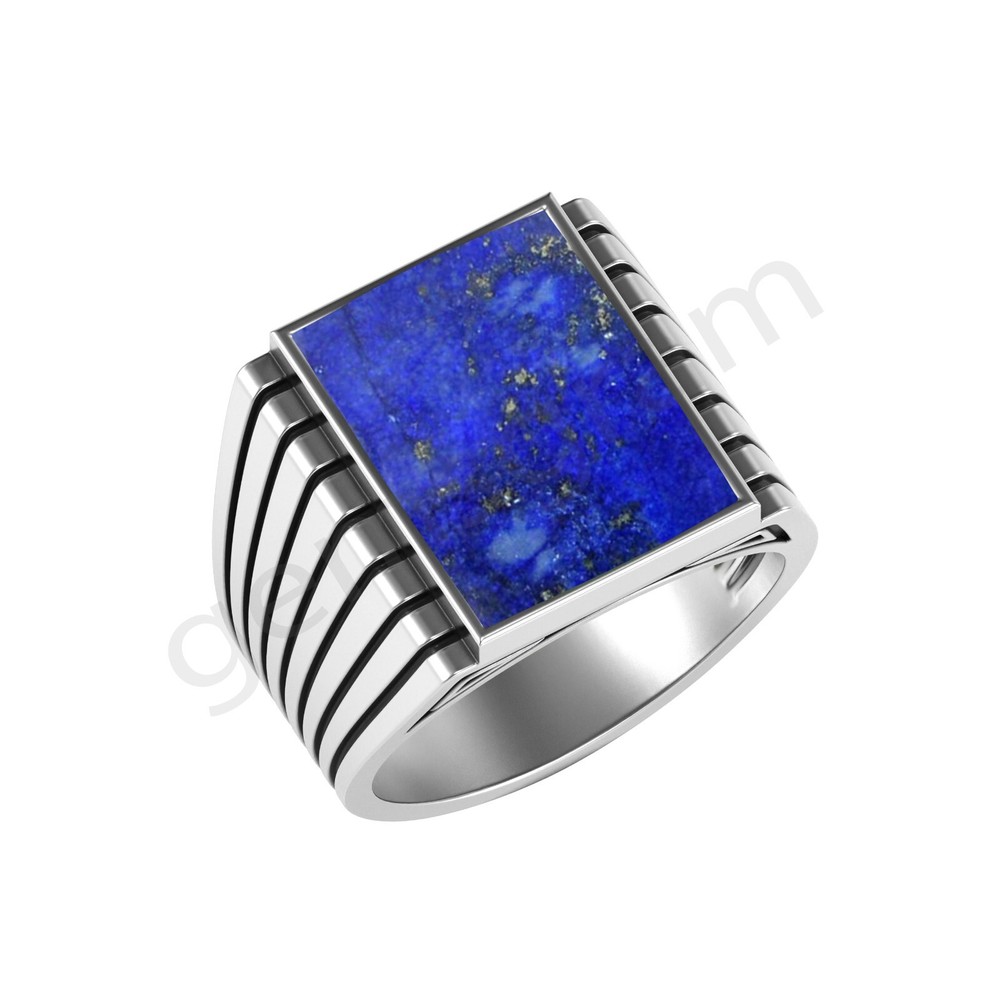 Men's Lapis Lazuli Gemstone Ring Sterling Silver Holiday Statement Piece