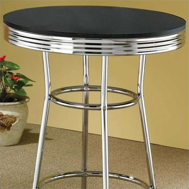 Bowery Hill 30" Round Pub Table in Black and Chrome