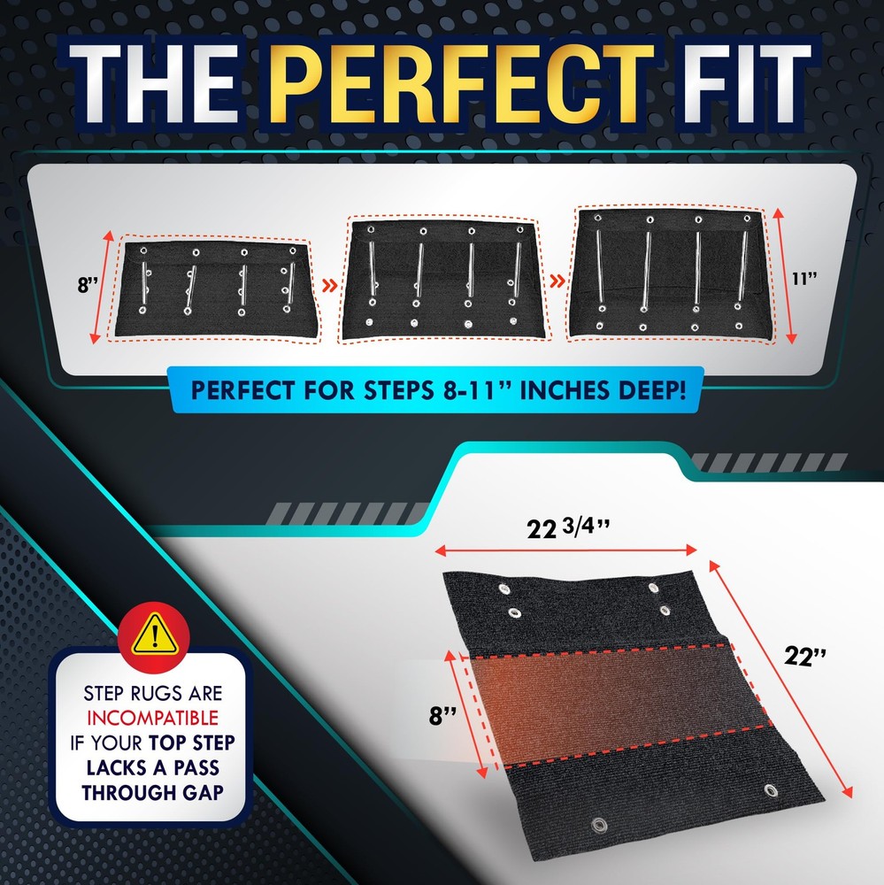 LATCH.IT RV Step Covers 4 Pack | 4-Pack 23" Wide - Straight Step, Black