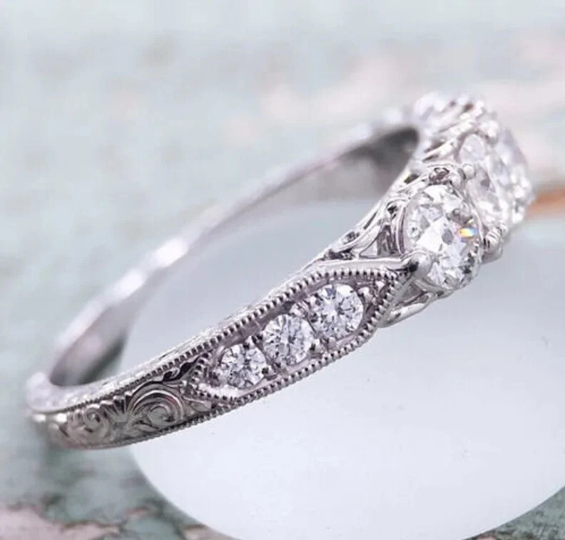 1Ct White Round Cut CZ Stackable Wedding Anniversary Band 925 Sterling Silver