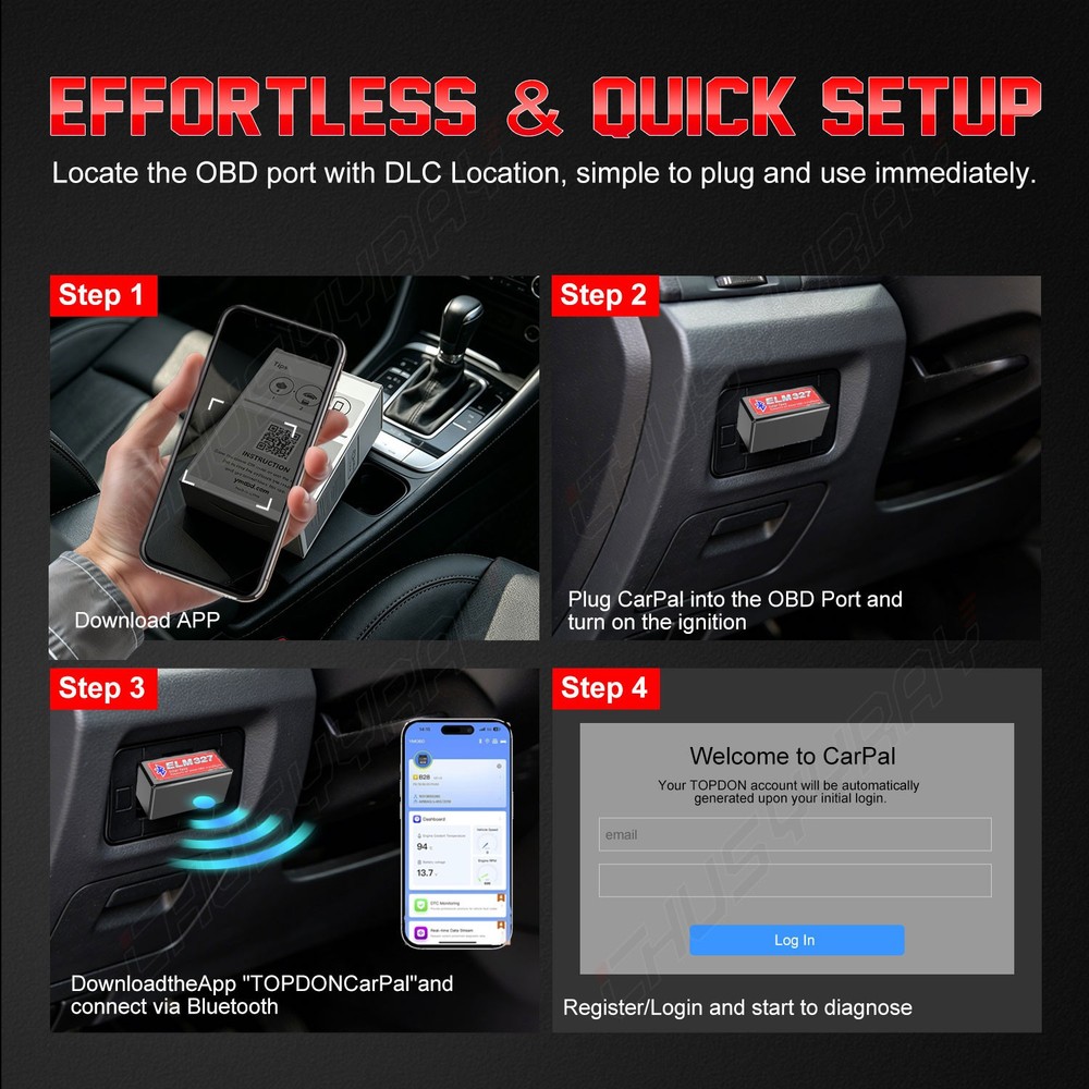 2026 OBD2 Car Bluetooth Scanner Code Reader OBDII ELM 327 Read Tool