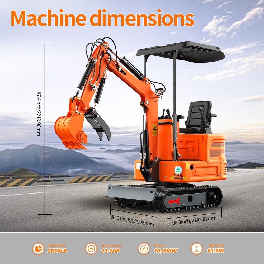Mini Skid Steer Loader Mini Excavator B&S Gas Engine with 2 Attachment Free Ship