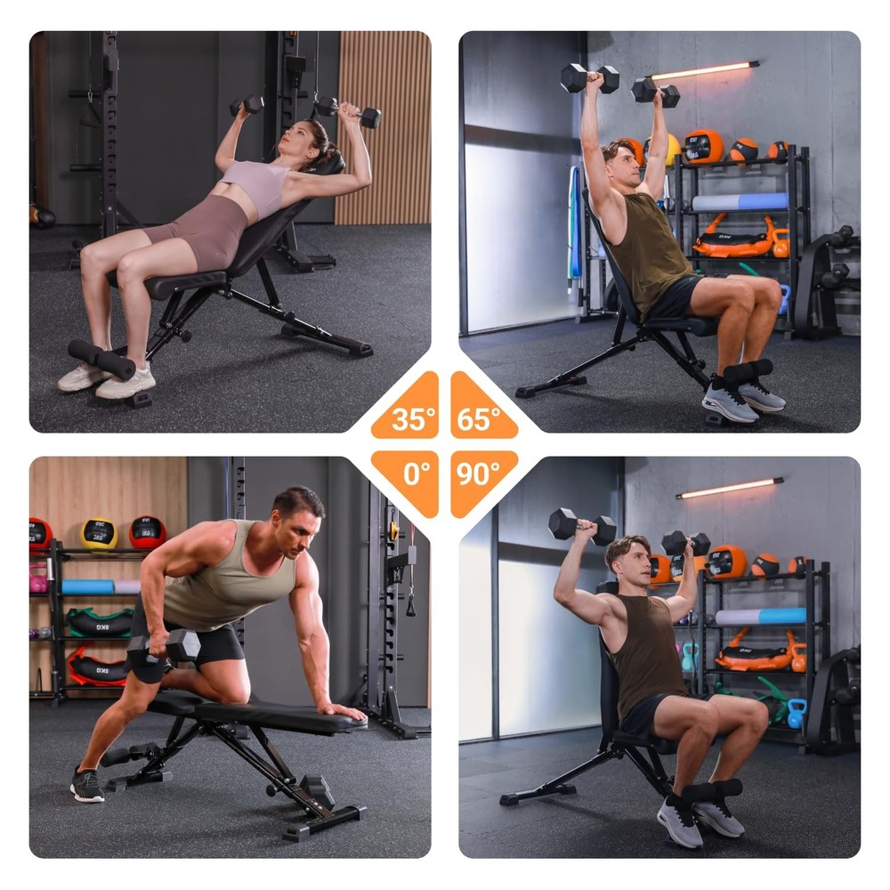 Upgraded Adjustable Weight Bench, Bench Press Full Body Workout, Quick Fold S...