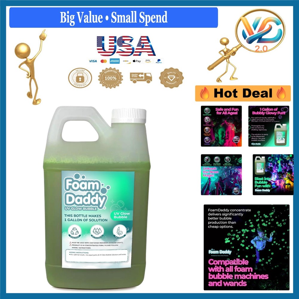 UV Glow Bubble Solution 1/2 Gallon – Safe Neon Bubbles for Black Light Parties