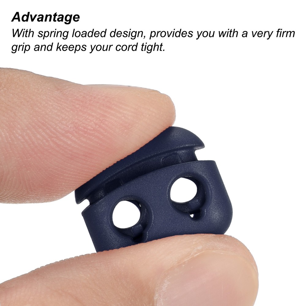 Cord Locks, 30 Pack Oval Spring Toggle Stopper, Navy Blue