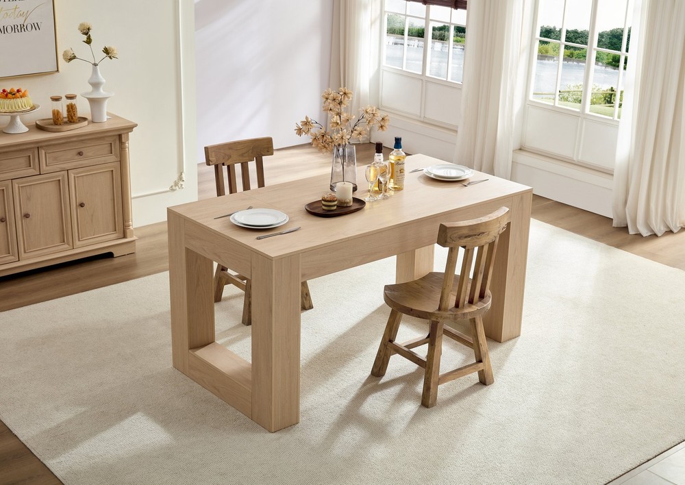 Farmhouse Kitchen Dining Table for 4-6 People, Rectangular Dining Table