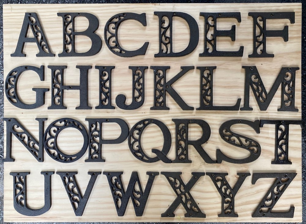 Letter "E" Cast Iron Ornate Scroll Filigree Monogram Alphabet Decor w/ Screws