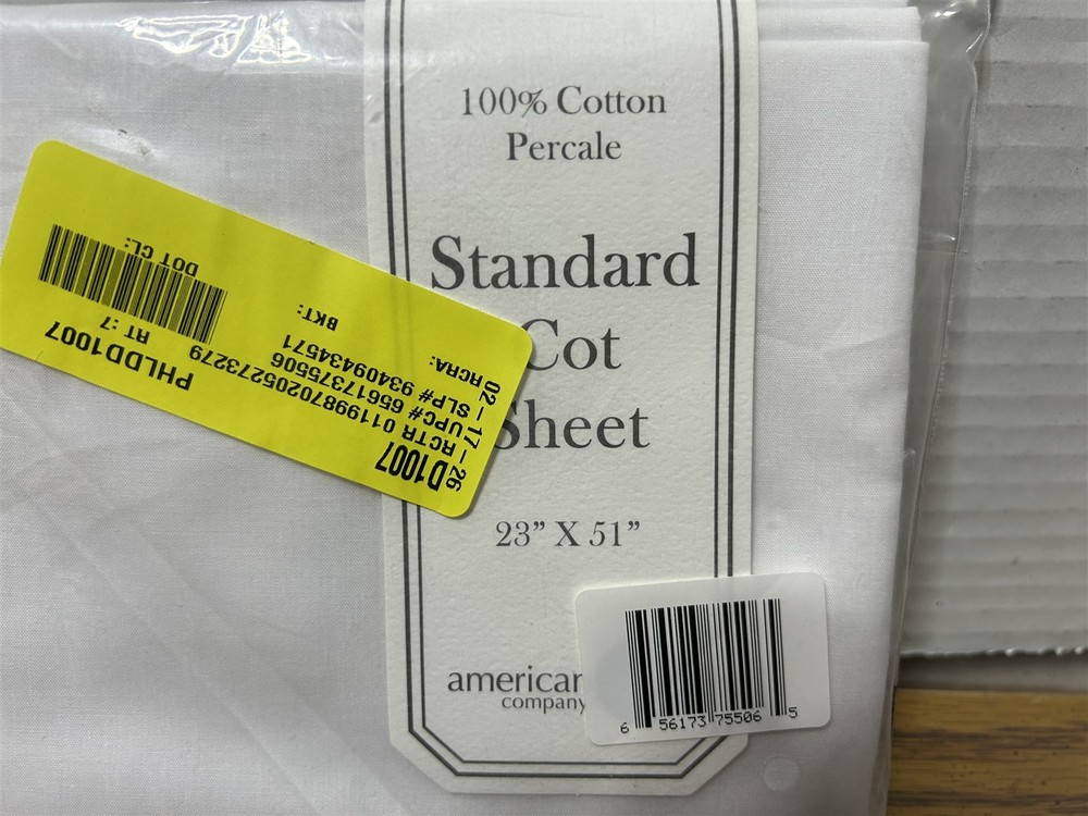 Standard 100% Cotton Cot Sheet 23" X 51"