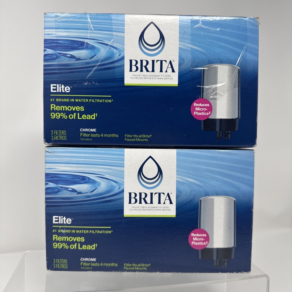 2 Boxes Brita Elite Chrome Faucet Replacement Filter 3-Pack (6 Total)
