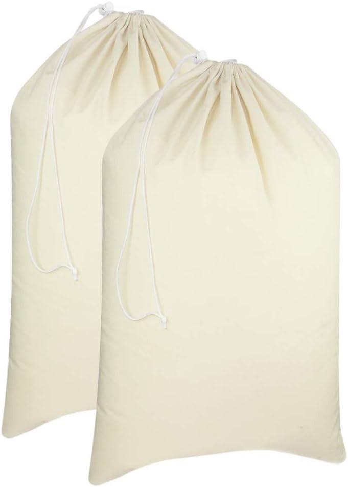 Eco-Friendly 2 Pack Extra Large Cotton Laundry Bags - Versatile & Durable