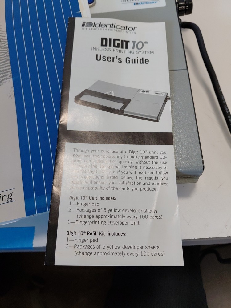DIGIT 10 INKLESS FINGERPRINTING SYSTEM W/hard Plastic Case Untested