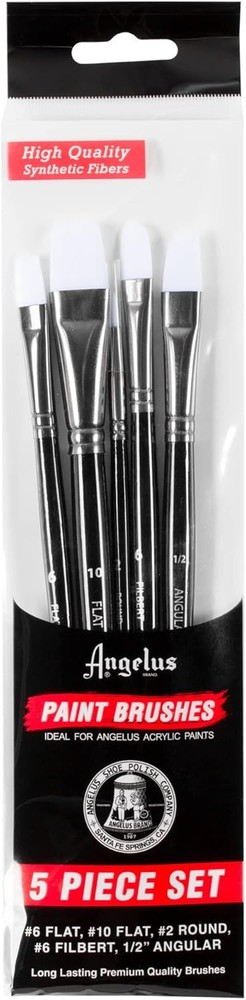 Angelus Paint Brush Set Round Flat Angular Artist Small, Original Version