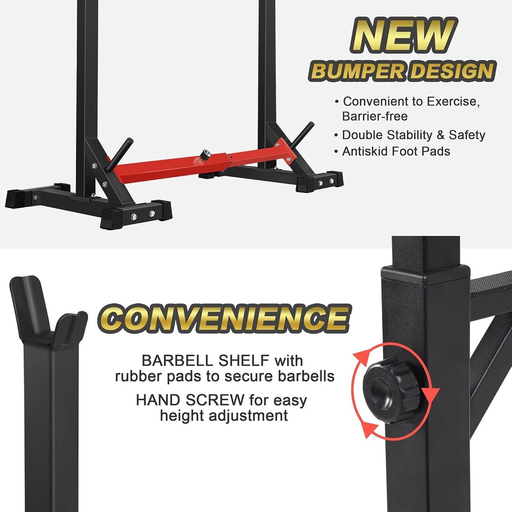 CANPA Adjustable Squat Rack Stand Multi-Function Barbell Rack Weight Lifting Gym