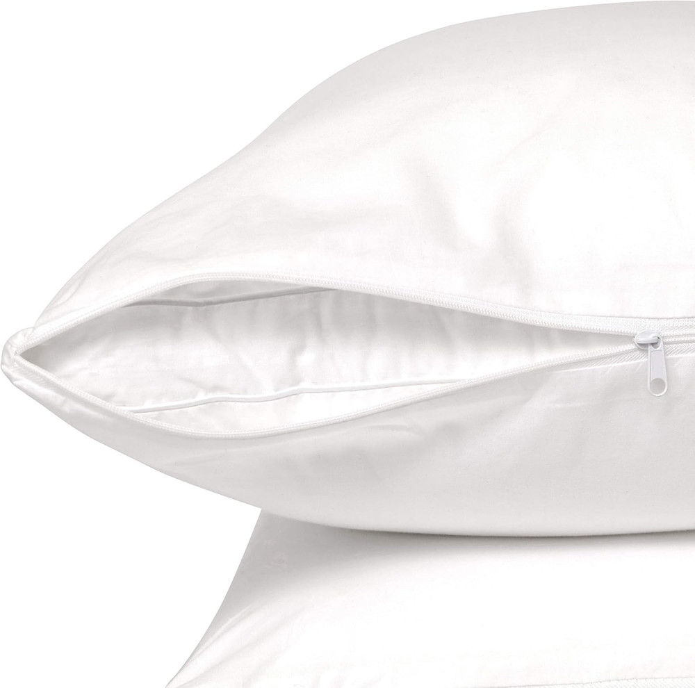 Circleshome Pillow Protectors 2 Pack King Zippered - Cotton Polyester Sateen 300