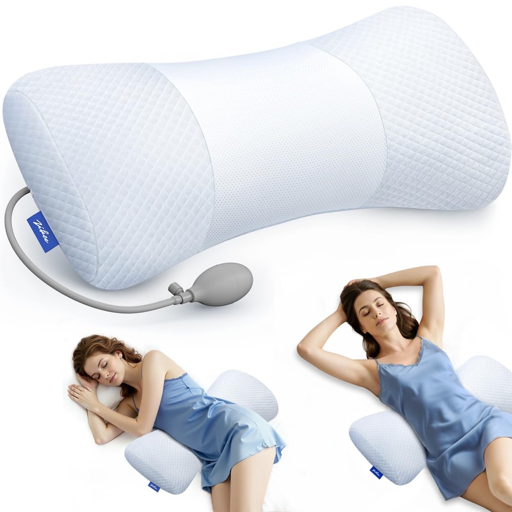 ZIKEE Inflatable Lumbar Support Pillow for Bed with Customized Lower White