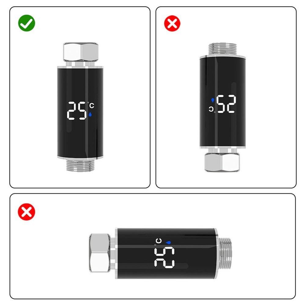 Color-Coded Indicator Digital Display Shower Head Water Temperature Meter