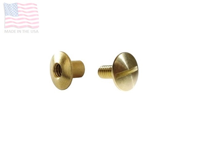 3/8" 9.5mm Chicago Screw & Post Open Real Solid Brass, Craft DIY US Made 5 Sets