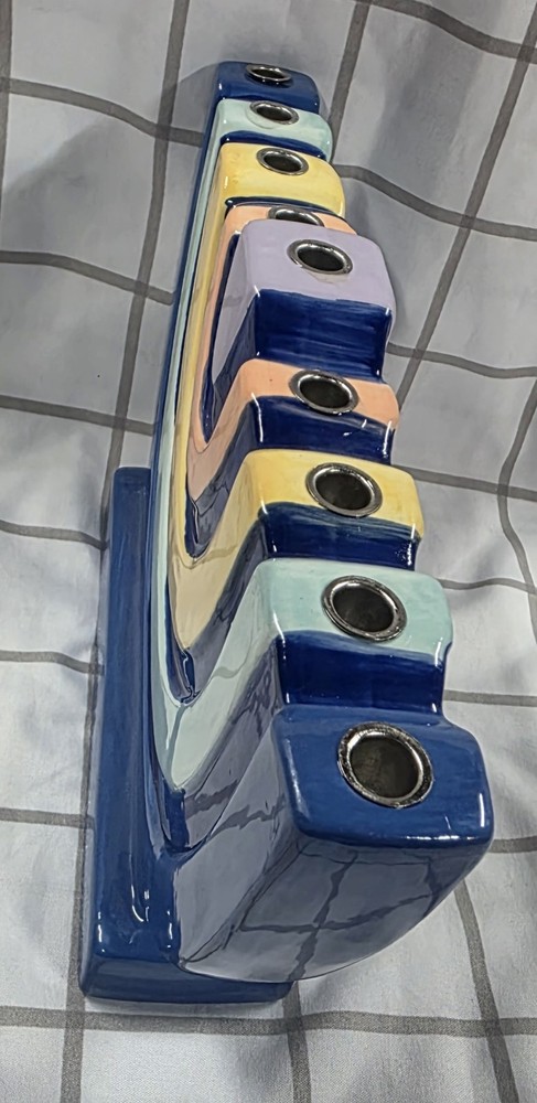 Ceramic Menorah; Tree Design With Sturdy Candle Holders