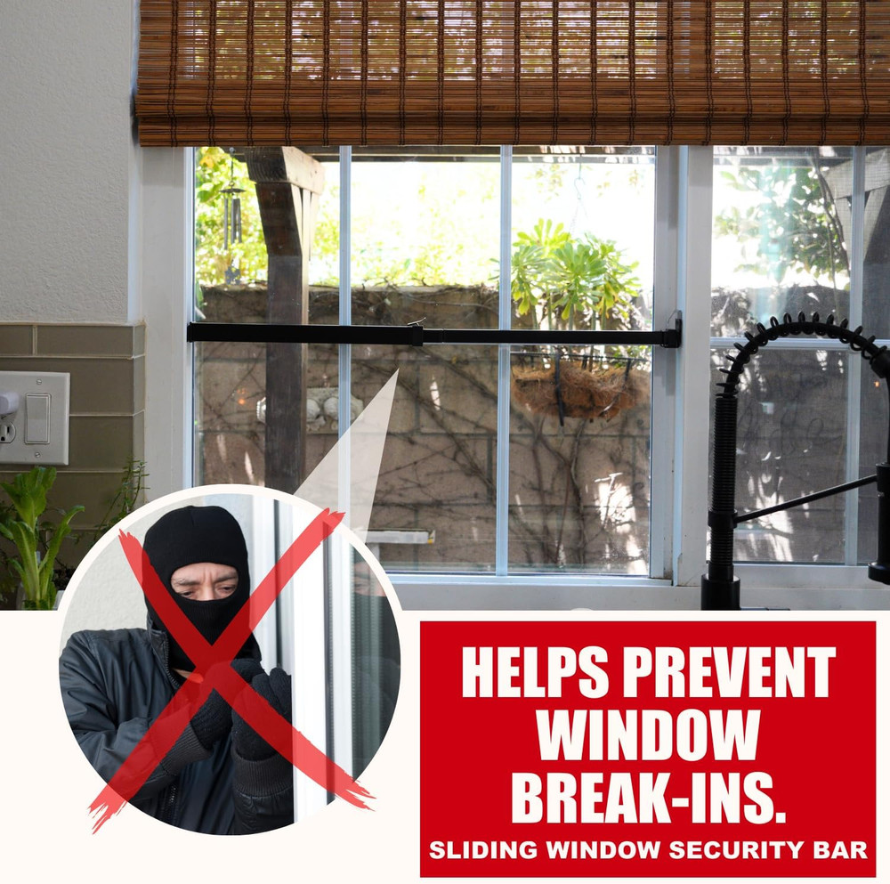 Window Security Bar - Easy Install for Horizontal/Vertical Windows - Adjustable