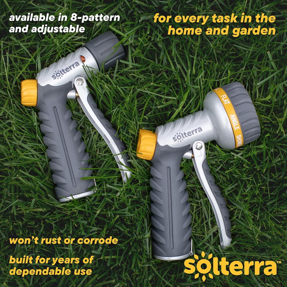 Solterra 8-Pattern Garden Hose Nozzle with Front Trigger Multi-Pattern