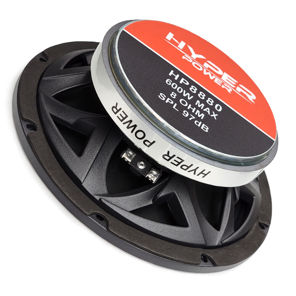 4 pack HyperPower 8" Shallow Mount Professional Midrange Speakers 8 ohm 300W RMS