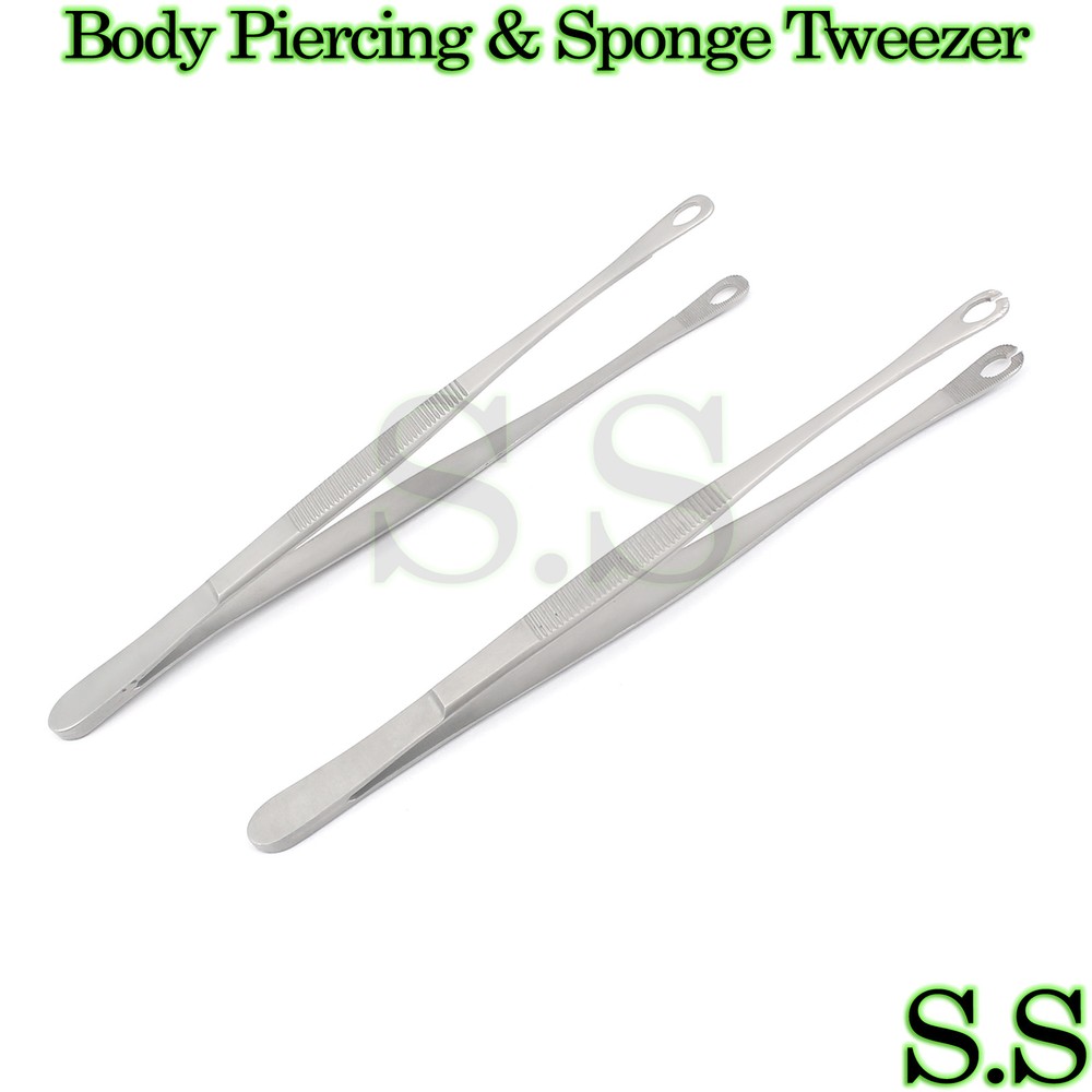 Body Piercing:-2 x Sponge Tweezer (Regular & Slotted)