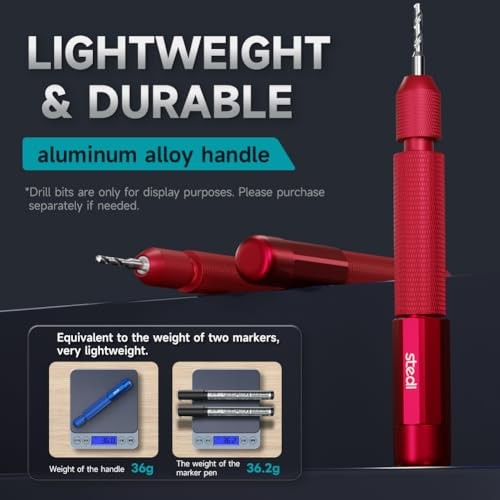 Manual Pin Vise Hand Drill, Model Hobby Making Tools, Red Handle (Handle Only)