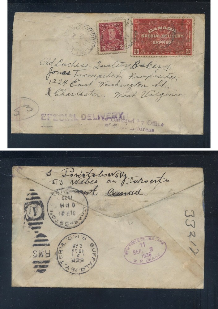 Canada  E4 on cover   to  US