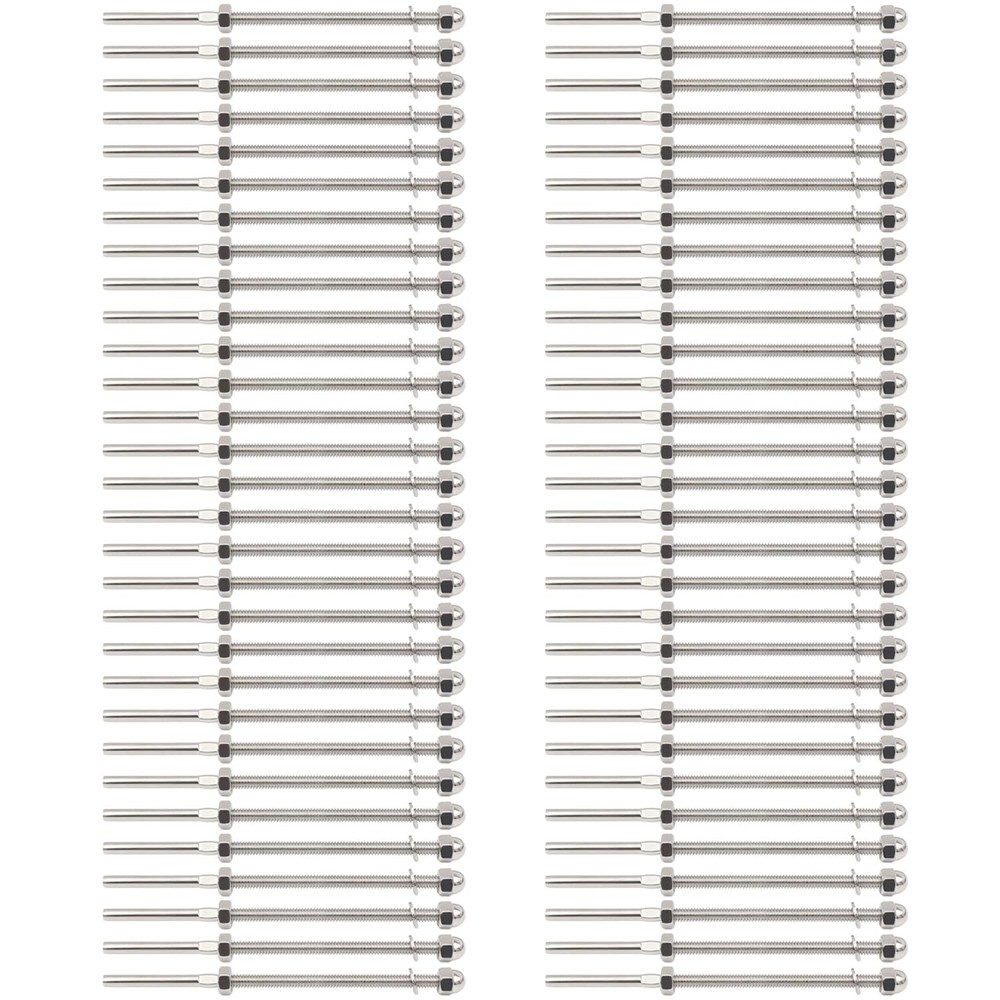 Challcrea 60Pcs 1/8 Cable Railing Hardware System Kit, Swage Threaded Stud Te...