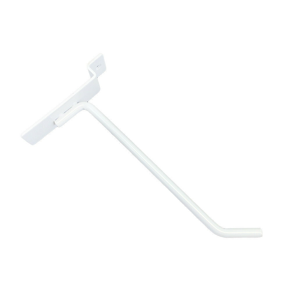 6" Slatwall Hooks, White, Hanger Display,Display Panel Hooks Wire Metal 2Pc Set