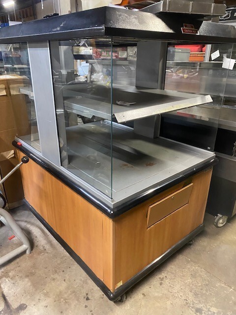 Commercial 3 ph heated display 2 shelves on wheels