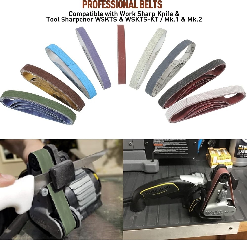 45 Pcs 1/2 x 12 Replacement Sharpening Belt Kit for Official Work Sharp New