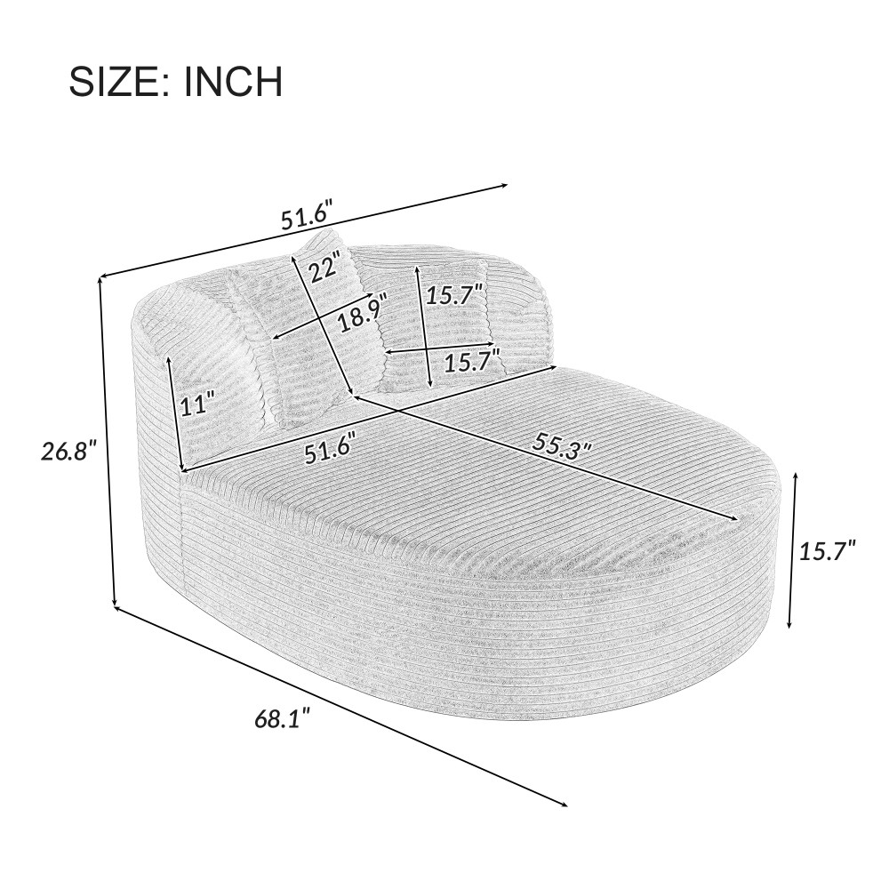 51.6" Sofa Bed Chaise Lounge Sofa Boneless Couch Compression Sofa Couch, Pink