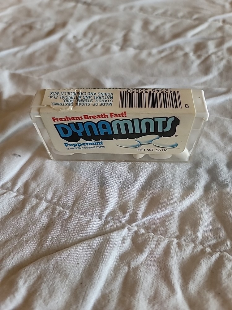 RARE Vintage 1970s Dentyne DYNAMINTS Container RETRO CANDY Peppermint .55 Oz