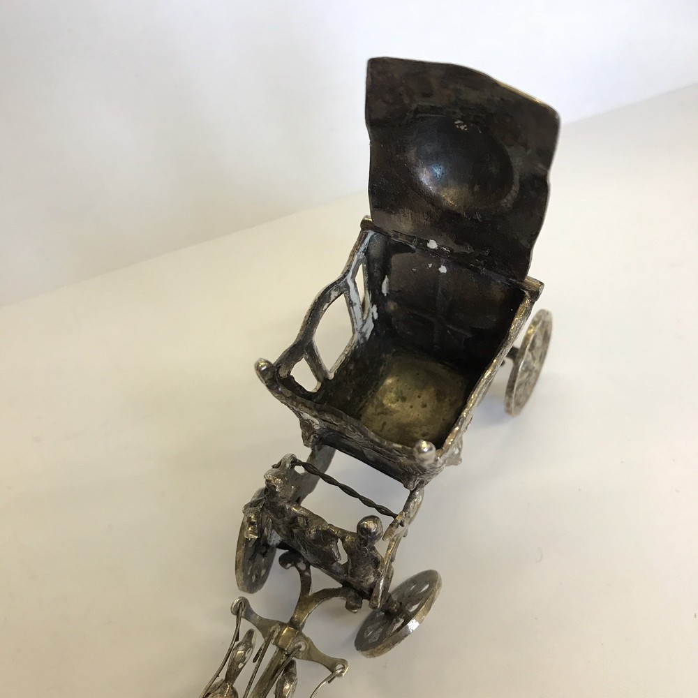Fine Antique Solid Silver Miniature 1902 Coronation State Coach Salt 18cm