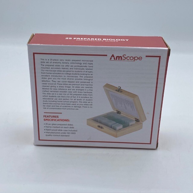 AmScope PS25 Prepared Microscope Slide Set for Basic Biological Science