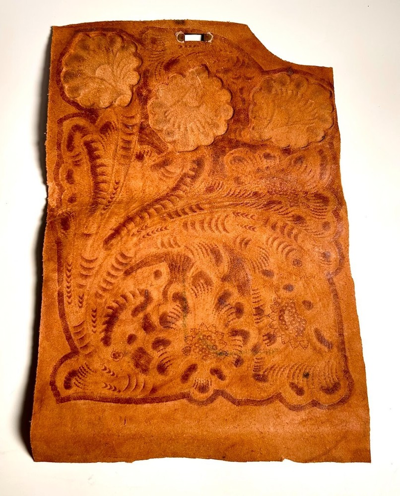 Hand Tooled Leather Craft Sampler. Unfinished Project with Skilled Details