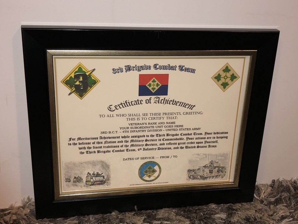 3RD B.C.T. / 4TH INFANTRY DIVISION (COMMEMORATIVE CERTIFICATE)