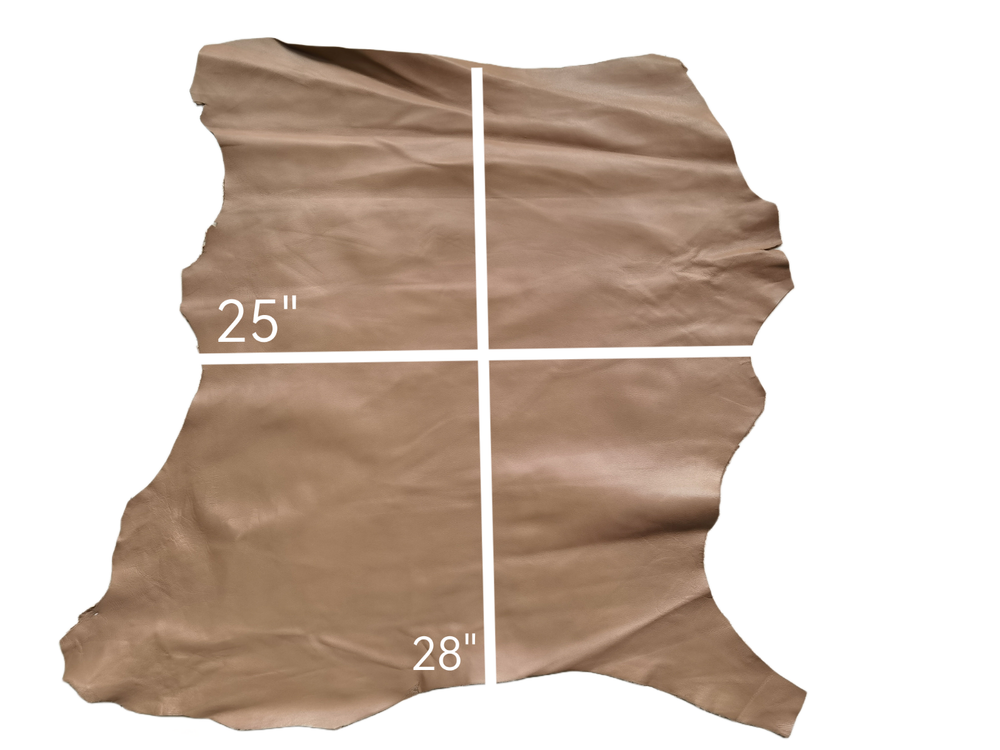 GENUINE soft khaki goatskin leather whole hide