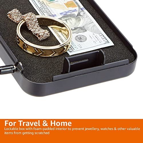 Portable Security Lock Box Safe with Combination Lock for Documents & Valuables