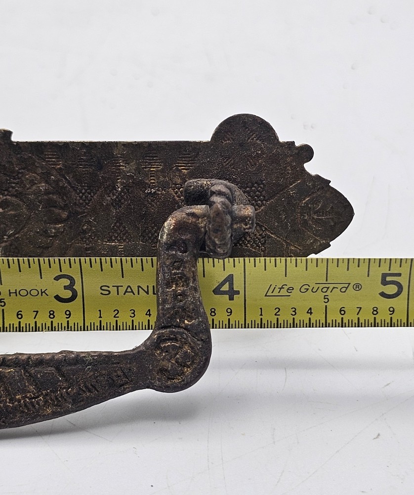 Antique Pressed Brass Drawer Pulls Ornate Gothis Style ~ 2 Pairs