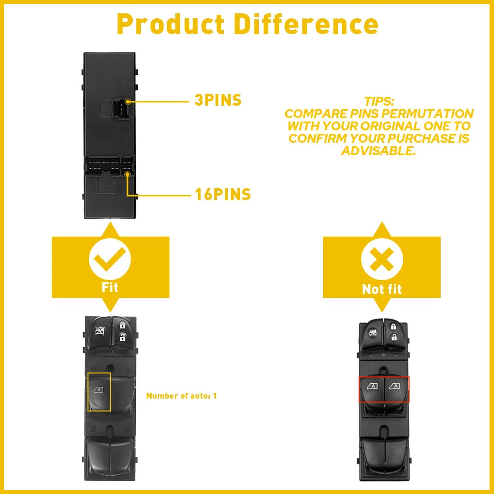 Left Driver Side For Nissan Altima 2013-2018 Power Window Master Control Switch