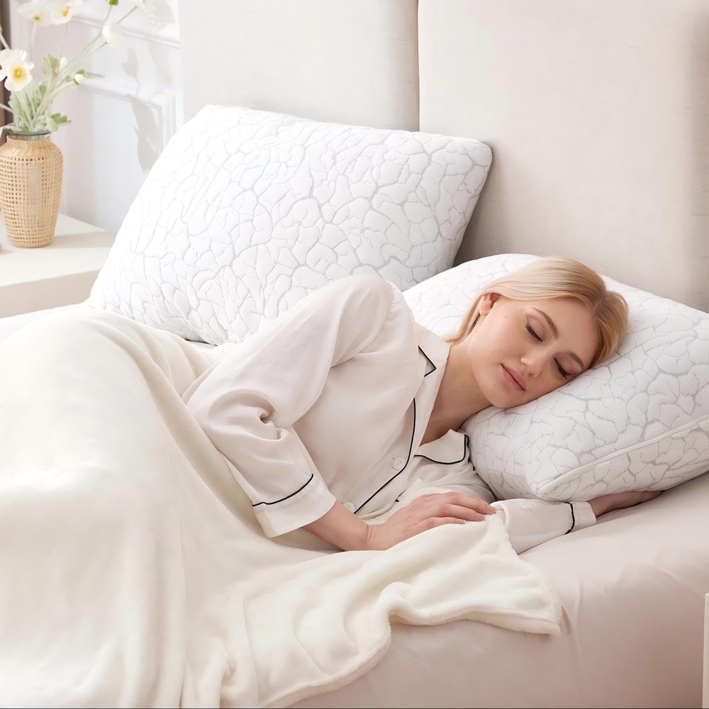Cooling Pillows for Sleeping 2 Pack, Adjustable Shredded Memory Foam Pillows ...
