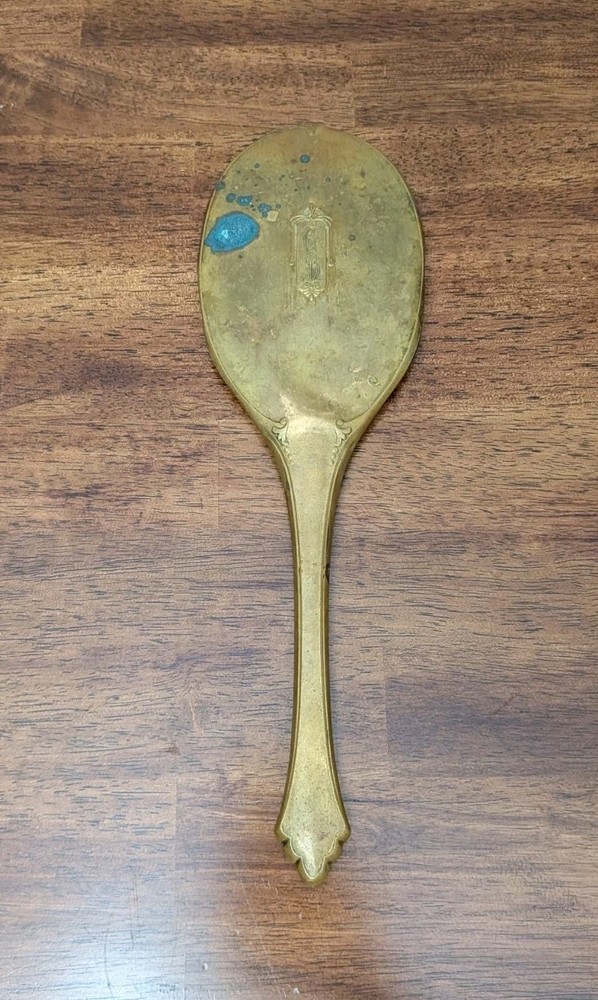 Antique Victorian Hand Held Vanity Mirror Engraved Initials