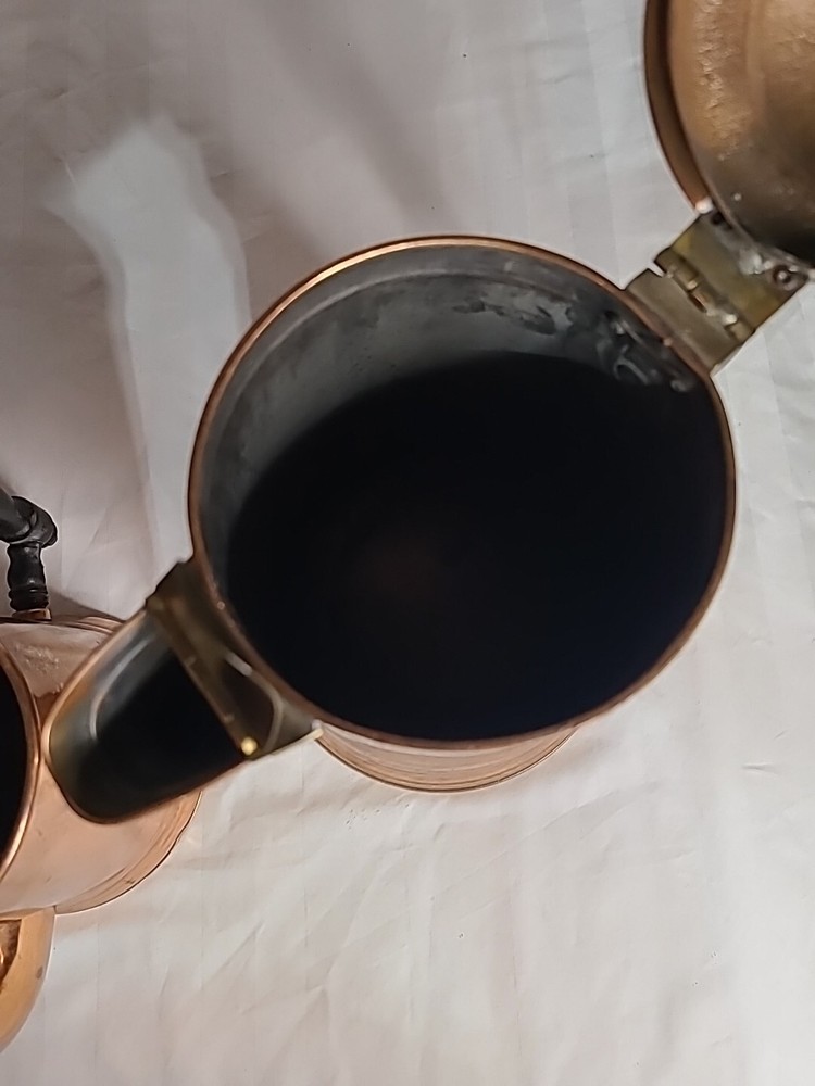 Copper Tin Lined Coffee Pots 10" And 8"
