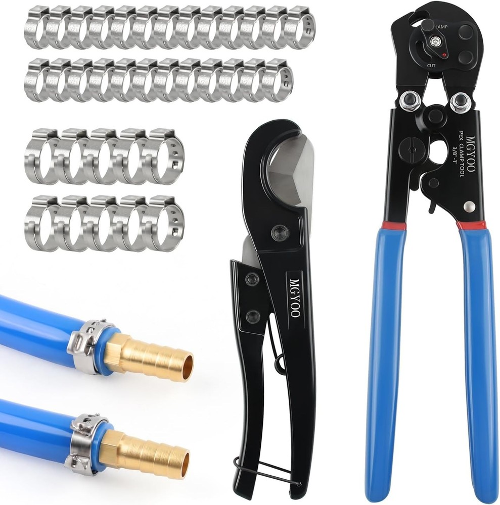 Cinch and Remove Dual-Function Pex Crimp Tool 3/8" to 1" Pex Crimper with Pex...